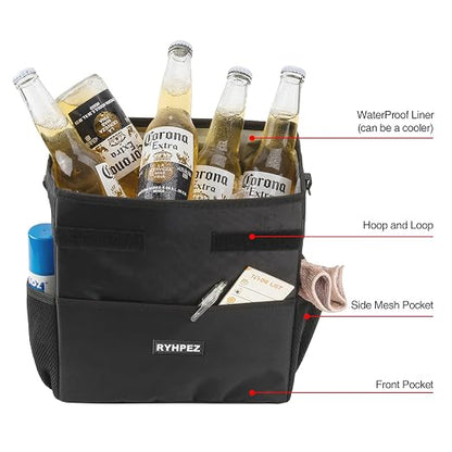 Ryhpez Car Trash Can with Lid - Hanging Trash Bin Garbage Can for Car SUV, Leak-Proof Collapsible Automotive Truck Organizer Road Trip Essentials(3.2 Gallon/12L)