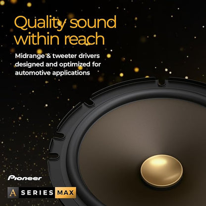 Pioneer A-Series MAX TS-A653FH 6.5” 2-Way Speakers (Pair) – 340W Max, Balanced Sound + Smooth Treble, Enhanced Bass, Ideal Factory Upgrade, Installation Adaptors Included