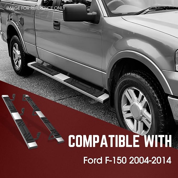 DNA Motoring 6.5" Flat Running Boards Side Step Nerf Rails Bars Compatible with 2004-2014 Ford F150, Fits Extended Cab Models, STEPB-U-F15004-T1-E