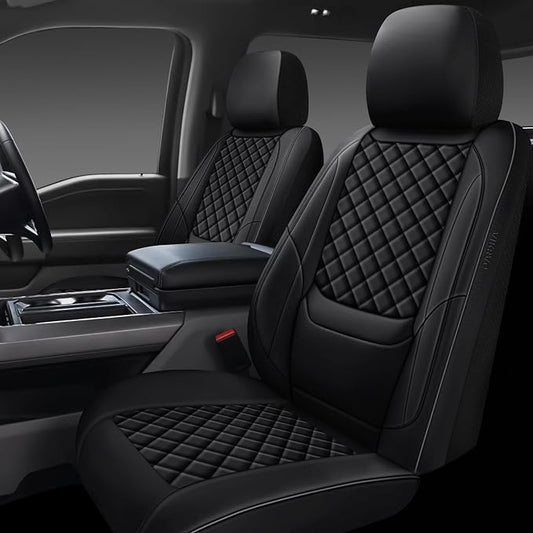 Full Coverage Leather Car Seat Covers Front Pair,Waterproof Seat Covers for Cars,SUVs Trucks, Car Seat Cushion,Car Seat Protector with 2 Seats