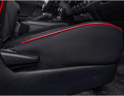 EKR Custom Fit Tacoma Leather Car Seat Covers for Toyota Tacoma 2012 2013 2014 2015 (TRD Sport Seats)- Full Set,Faux Leather(Black with Red Trim)