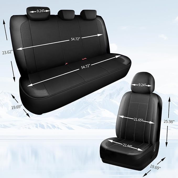 HChengkikz Car seat Covers Full Set, Waterproof Neoprene Seat Covers, Airbag Compatibable, Universal Automotive Comfort Protection for Most Cars, Trucks, SUVs (Black)