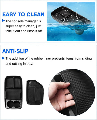 Autorder 2PCS Center Console Organizer for Kia EV6 2022 2023 2024 2025 2026 Accessories Armrest Storage Box Secondary Insert Tray Center Console Bottom Organizer