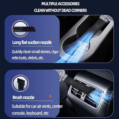 Handheld Car Vacuum Cleaner,Portable Small Cordless Air Duster,5000Pa Mini Rechargeable Dust Buster,4-in-1 High Power Hand Detail Blower Kit with Multi-Nozzles for Car, Home, Office, Pet