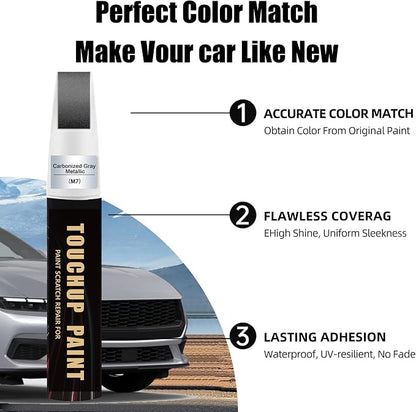 Car Paint Touch Up Pen Compatible with Ford Carbonized Gray Metallic(M7), 2-In-1 Color Accurate Touch Up Car Scratch Repair Paint Match Ford Series Automotive Scratch Remover for Nicks & Chips Repair