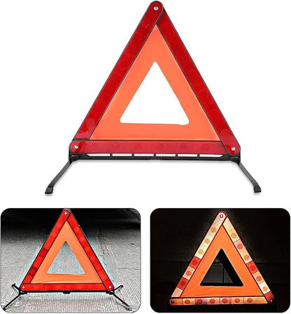HERCHR 2 Pack Foldable Warning Reflective Triangles with Carrying Case Safety Triangles Kit Road Emergency Warning Reflector Roadside Reflective Early Board Car Stop Sign