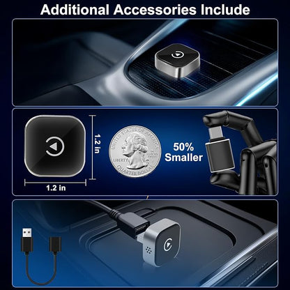 Wireless CarPlay Adapter Upgrade Wired CarPlay to Wireless for iPhone & Android, Support CarPlay & Android Auto 2 in 1,USB/Type C,Plug and Play Stable Connection for Cars with Built-in Wired Car Play
