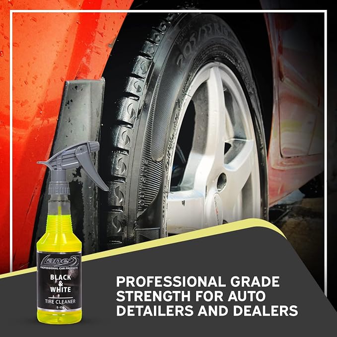LANE'S Black & White Tire Cleaner Spray - Best Tire Cleaner for Black Tires, Rubber Restorer, Fast-Acting Formula for a Like-New Shine!
