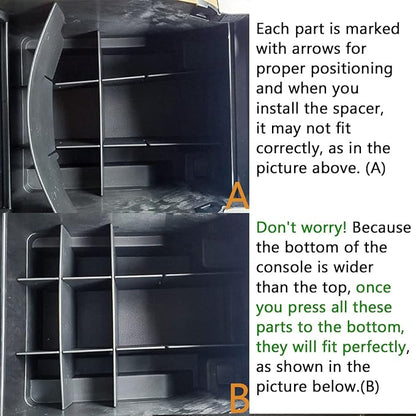 Center Console Organizer Dividers Compatible with 2015-2018 2019 2020 Ford F150 Accessories Black ABS Plastic Armrest Box Insert Secondary Storage, Full Console w/Bucket Seats ONLY