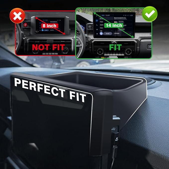Muslogy Dashboard Storage Box Compatible with 2024-2026 Tacoma & 2025 2026 4Runner Accessories Center Console Organizer w/14-inch Screen for Limited Trailhunter TRD Pro (14 Inch Screen Only) (Black)