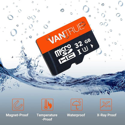 Vantrue 32GB microSDHC Card with Adapter, U3, UHS-I High Speed SD Card for Dash Cams & Home Security System Video Cameras