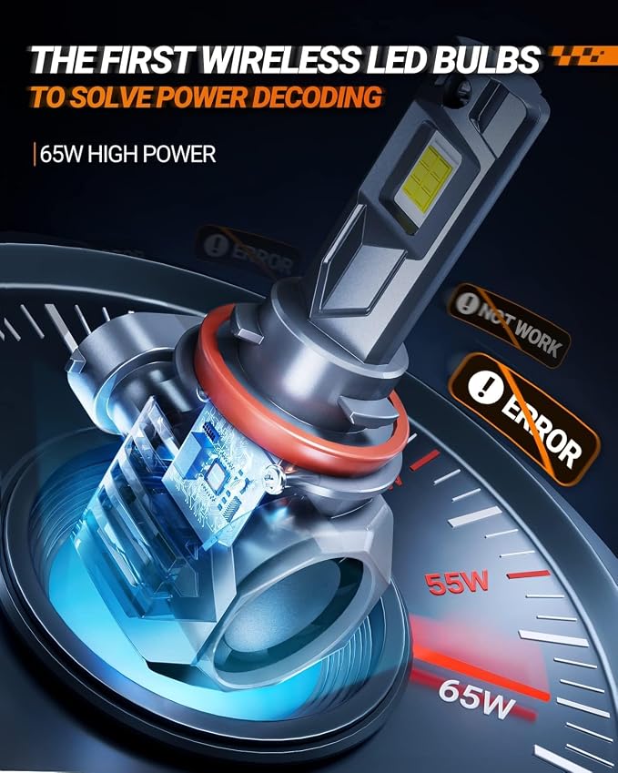 SEALIGHT S7S 𝐇𝟏𝟏/𝐇𝟖/𝐇𝟗 9005/HB3 Light, 120000LM Brightest Bulbs, 6500K White, Easy Installation,10 Years Lifespan, Plug-N-Play, 4 Pack