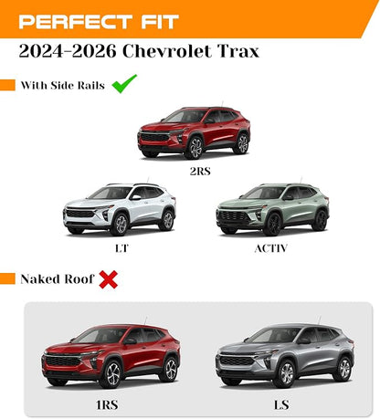 330lbs Lockable Roof Rack Cross Bars Fit for 2024 2025 2026 Chevy Chevrolet Trax with Side Rails (2RS / LT/ACTIV), Aluminum Crossbars Cargo Carrier, Heavy Duty Accessories for Bike Kayak Skis