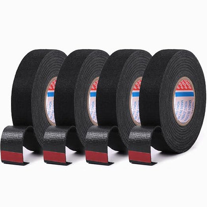 HSTECH 6 Rolls Width 3/4in Wire Loom Harness Tape, Speaker Wiring Harness Cloth Tape, Black Adhesive Fabric Tape, for Automobile Electrical Wire harnessing Noise Dampening Heat Proof （20mm X 15m）