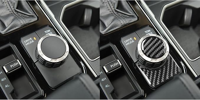 NVCNX Real Premium Carbon Fiber for Toyota Tundra 2022-2026 / Sequoia 2023-2026 2024 2025 Car Center Console Drive Mode Knob Cover Interior Trim Accessories Thick Overlay Sticker Decal 2PCs