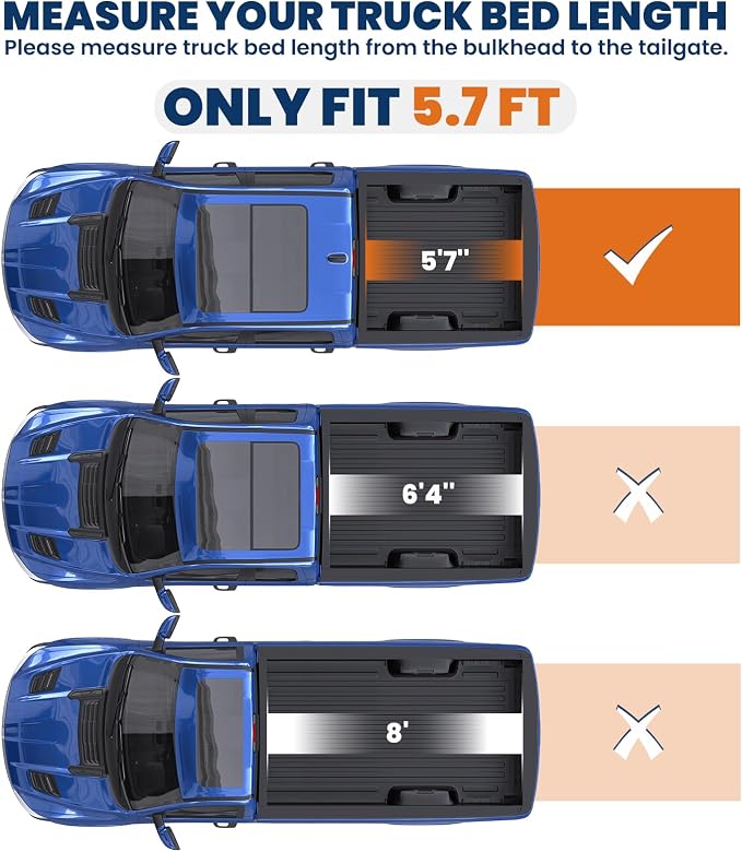 KUIPERAUTO 5.7FT Tri Hard Truck Bed Tonneau Cover Compatible for 2009-2026 Dodge Ram 1500 Inclu. Classic & New Body (w/o Ram Box) On Top 67.4 inch Aluminum Bed