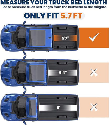 KUIPERAUTO 5.7FT Tri Hard Truck Bed Tonneau Cover Compatible for 2009-2026 Dodge Ram 1500 Inclu. Classic & New Body (w/o Ram Box) On Top 67.4 inch Aluminum Bed