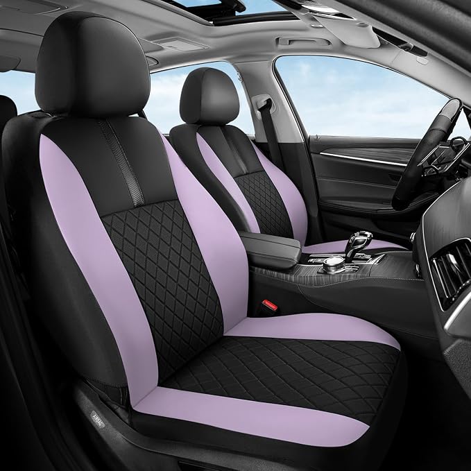 Coverado Car Seat Covers Front Pair, Automotive Leather Seat Covers for Car，Universal Fit Front Back Seat Cover, Non-Slip Waterproof Breathable Car Seat Protector