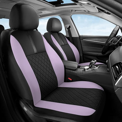Coverado Car Seat Covers Front Pair, Automotive Leather Seat Covers for Car，Universal Fit Front Back Seat Cover, Non-Slip Waterproof Breathable Car Seat Protector