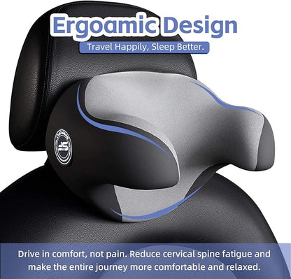 Really Useful Car Headrest Pillow, Car Neck Pillow for Sleeping with Adjustable Strap, 100% Memory Foam & Breathable Removable Cover, Ergonomic Design - Softness Road Trip Car Pillow(Gray, 1PC)