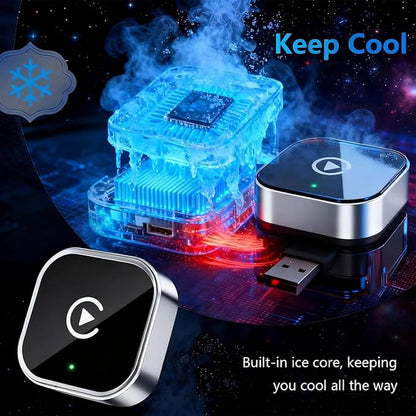 2 in 1 CarPlay Adapter for Turbo GTS Sport Turismo, CarPlay Wireless Adapter with Auto Reconnect Fast Pairing Bluetooth Connection Compact USB Dongle,A/Silver-Bottom Heat Dissipation