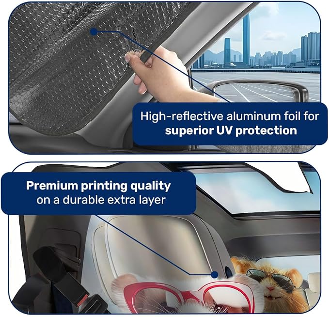 GENANY Cute Hamster Windshield Sun Shade for Car SUV Truck (55x30 Inches),Sun Shade Windshield, Shades for Front Windows, Auto Gift, Cute Car Decor
