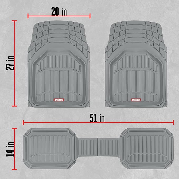 Motor Trend FlexTough Defender Floor Mats for Cars & TrunkShield Trunk Mat Set, Next-Gen Deep Dish Heavy Duty All Weather, Rubber Car Floor Mat Set for Auto Truck Van SUV