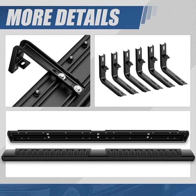 Auto Dynasty 6.75" Running Boards Compatible with 2015-2025 Chevy Colorado GMC Canyon Extended Cab, Stainless Steel Nerf Bars, Polished Black Step Bars