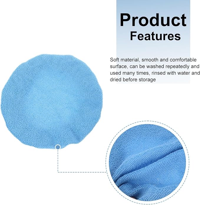 HARFINGTON 5pcs Car Polisher Bonnet Buffing Pad Micro-fiber Polishing Buffing Pad Cover for 9"-10" Car Buffer Bonnets Polisher, Light Blue