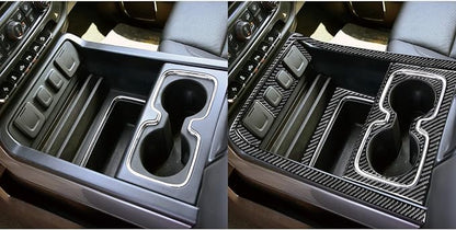 Real Premium Carbon Fiber Fit for Chevy Silverado/GMC Sierra 1500 2014-2018 for 2500/3500HD 2015-2019 Car Center armrest Panel Kit Trim Decals Sticker Auto Interior Accessories Cover 6pcs Black