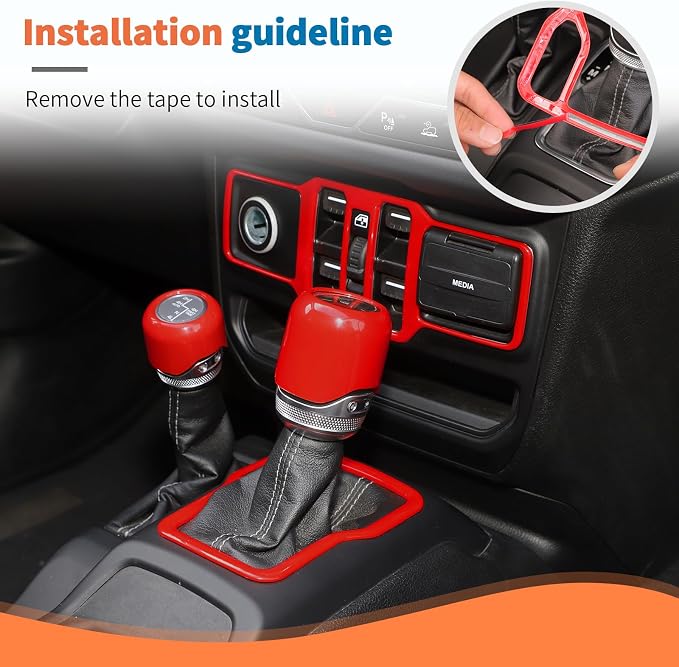 JeCar 14-Piece Red Interior Accessories Trim Kit for 2024-2025+ Jeep Wrangler JL 4XE Gladiator JT- Center Console Dash Panel Interior Upgrade