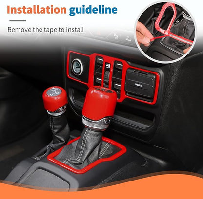 JeCar 14-Piece Red Interior Accessories Trim Kit for 2024-2025+ Jeep Wrangler JL 4XE Gladiator JT- Center Console Dash Panel Interior Upgrade