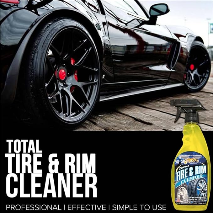 Gliptone Total Tire and Rim Cleaner Spray, 22 Fl Oz, Safe for Clear-Coated & Painted Rims, Black & White Wall Tires, Spray-On, Hose-Off, Preps Tires for Shine, Professional Strength Formula