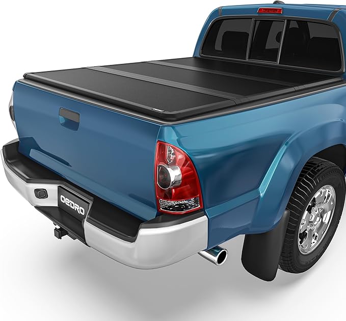 OEDRO FRP Hard Tri-fold Tonneau Cover Fold Truck Bed Covers Fits for Toyota Tacoma 2005-2015 (Excl. Trail Edition) with 5 Feet Bed with Tacoma Bed Rail