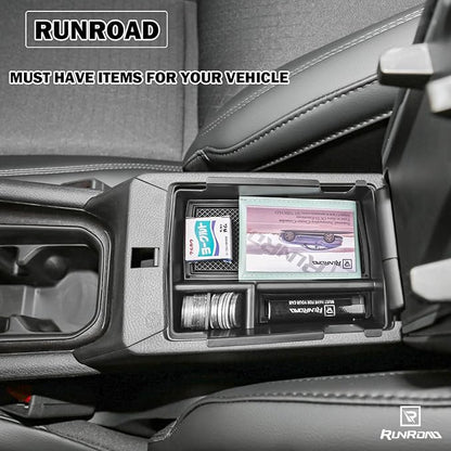 RUNROAD Center Console Organizer Tray Compatible with Jeep Compass 2022 2023 2024 2025 Accessories, Armrest Tray Secondary Storage Box Insert Console Organizer Card Container, Black (NOT For Ltd)