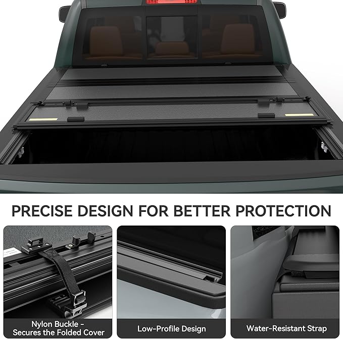 AUTOSAVER88 Low-Profile Hard Quad Fold Truck Bed Tonneau Cover Fit for Dodge Ram 1500 2009-2024 (19-24 Classic) with 5.7ft Bed Without Rambox