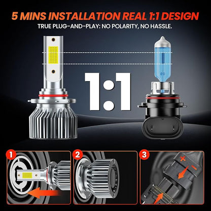 Compatible For Honda Civic 2006-2015 Driving Light Bulb,600% Brightness High Low Beam Fog Light Bulbs Combo,Plug and Play,6500K White Bulbs,IP68 6pcs