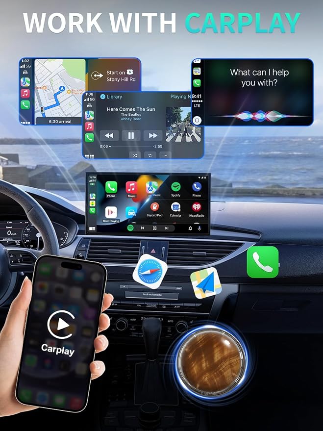 Tiger Eye Wireless CarPlay Adapter for Apple CarPlay & Andriod Auto with Car Aroma Diffuser, Connection for Convert Wired to Wireless
