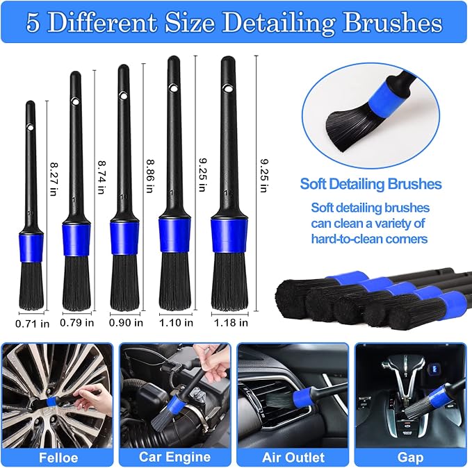 TTRCB 27Pcs Car Detailing Kit, Car Cleaning Kit, Car Detailing Brush Set, Drill Brush Set, Car Detailing Brushes, Car Wash Kit, Car Accessories, Car Cleaning Supplies for Interior, Exterior, Wheels