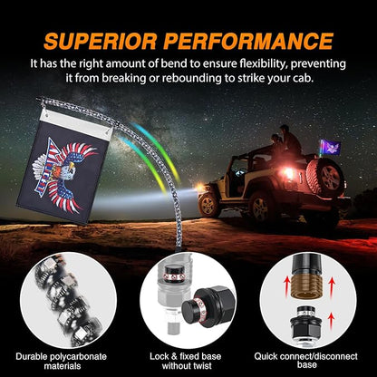 Nilight RGB Whip Light 1PC 2FT Lighted Antenna Whips with Remote & App Control DIY Chasing Patterns Brake Reverse Lights for ATV UTV Polaris RZR Can-am Dune Buggy Pickup Trucks Jeep