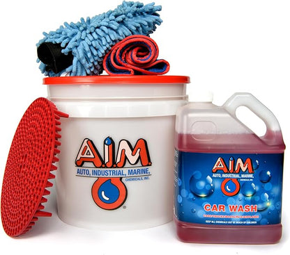 AIM Chemicals Car Wash - High Foam Formula Car Shampoo, Professional Car Wash Shampoo Compatible with Ceramic Coatings - Ideal for Foam Guns - Streak-Free Finish for Detailing - 5 Gal