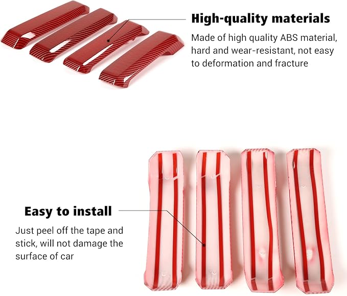 Voodonala Inner Door Handle Covers Trim for Ford F150 2015 2016 2017 2018 2019 2020(Red Carbon Color)