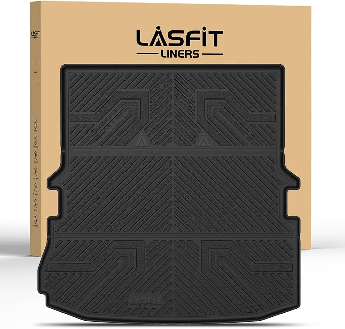 LASFIT Cargo Mat for Ford Explorer 2011-2019 Trunk & Backrest Liner, Custom Fit All Weather Protector TPE One-Piece Design Easy Installation Trunk with Seatback Mat Accessories, 1pc Black