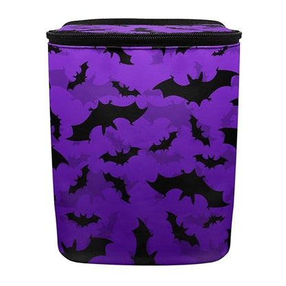 Purple Bats Pattern Car Trash Can Leakproof Garbage Bag with Lid and Zipper 1.2Gal Trash Bin Hanging for Back Seat Halloween Car Accessories Universal Fit