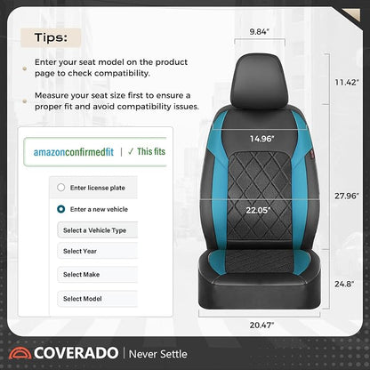 Coverado Car Seat Covers, Front Seat Covers, 2 Front Automotive Seat Cover, Mesh Breathable Seat Protectors, Universal Fit for Most Cars