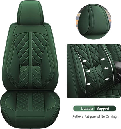 otoez Car Seat Covers Full Set, Universal Leather Seat Cover 5 Seat Waterproof & Breathable Automotive Seat Protector Full Coverage for Cars Sedens, Trucks, SUVs, Vans (Green)