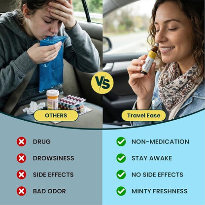 Travel Ease Roll On | Combat Motion Sickness,Morning Sickness,Vertigo, Pregnancy Nausea | Natural Non Drowsy | Road Trip Essentials