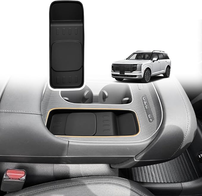 Muslogy Center Console Inserts Compatible with 2026 Hyundai Palisade Accessories Center Console Wireless Charger Protective Mat Liner Anti-Slip Silicone Phone Charge Area Charging Protection