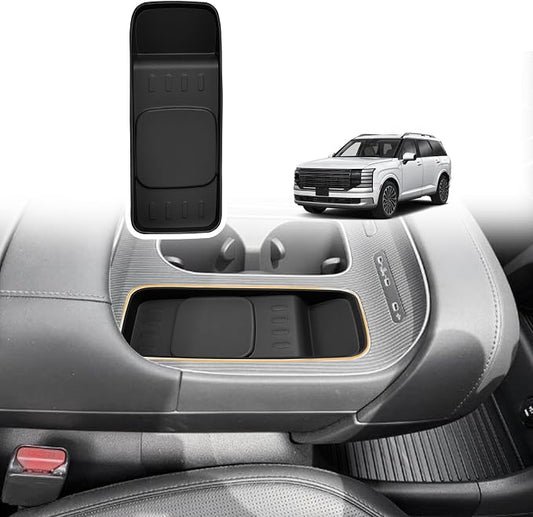 Muslogy Center Console Inserts Compatible with 2026 Hyundai Palisade Accessories Center Console Wireless Charger Protective Mat Liner Anti-Slip Silicone Phone Charge Area Charging Protection