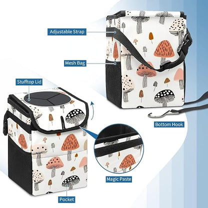 Car Trash Can – Multi-Purpose, Lightweight and Portable with Durable Water-Resistant Coating, No Installation Required, Practical and Ample Capacity, Variety of Colors.Mushroom